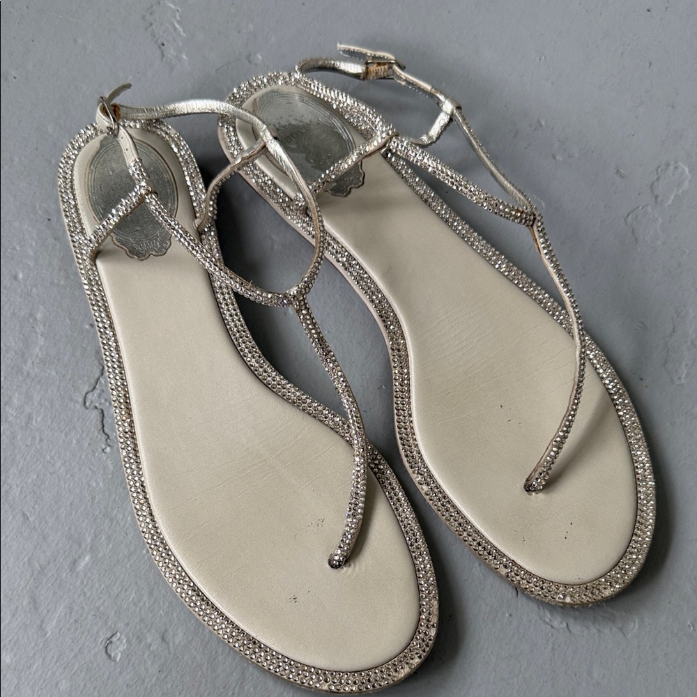 Rene Caovilla Silver Strappy Sandals